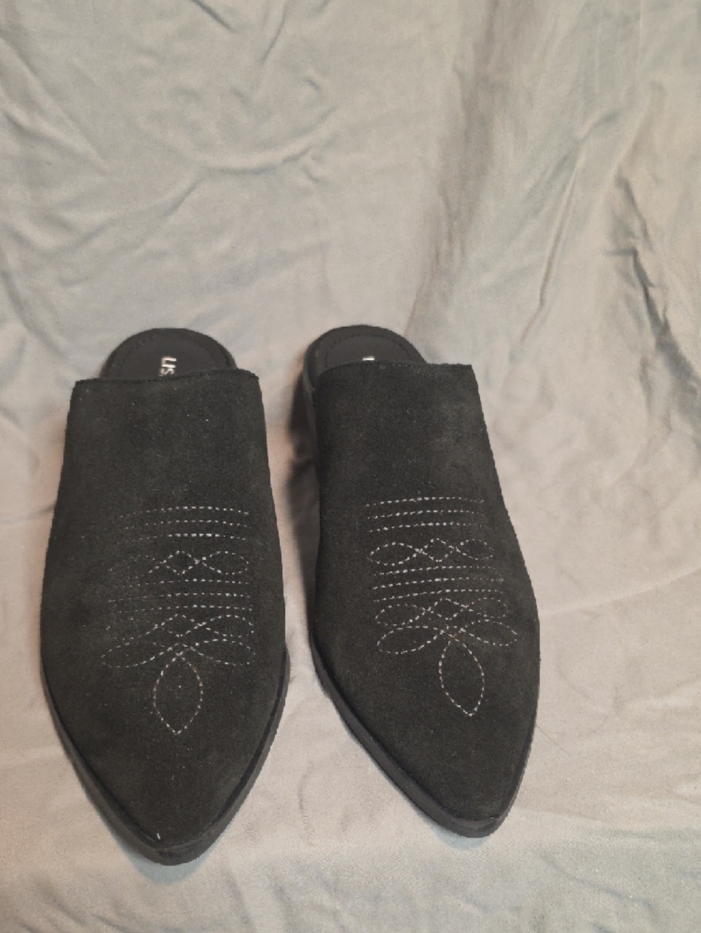 Black Suede Slip-On Mule Heels for Women NWOT - Picture 2 of 5